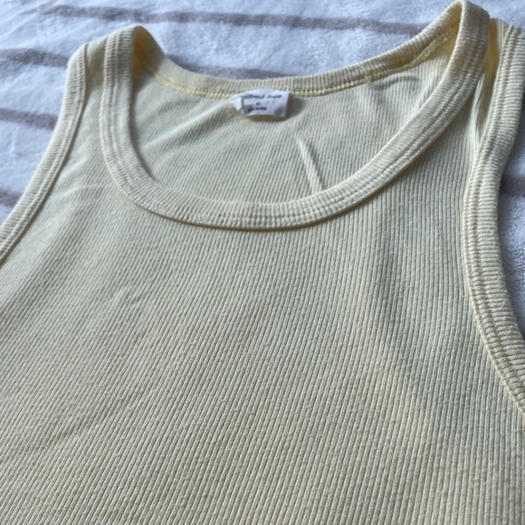 EUC, Wilfred Free Women’s Scoopneck Racerback Baby Yellow Crop Tank Top Size XS - Picture 3 of 9